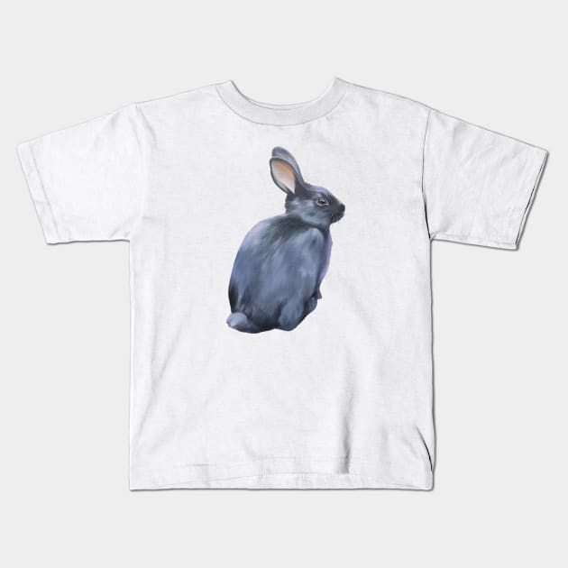 Black Rabbit Kids T-Shirt by EmilyBickell